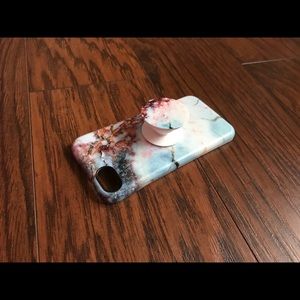 Brown marble iPhone case & Pop Up Phone Grip